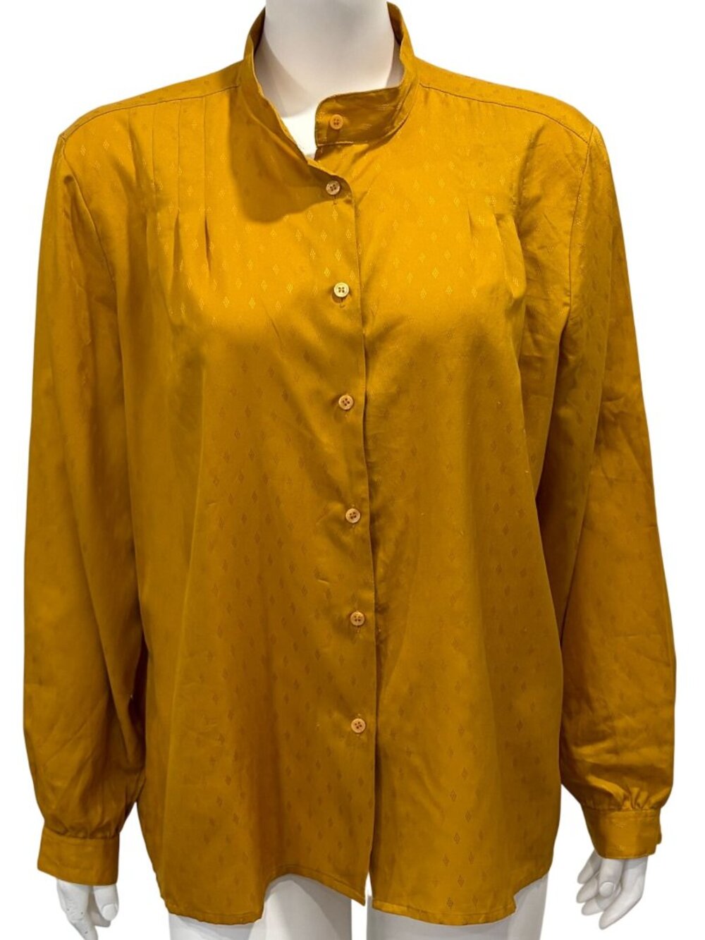 Vintage 80s Country Suburbans Button Up Blouse Size 18 Long Sleeve Band Collar